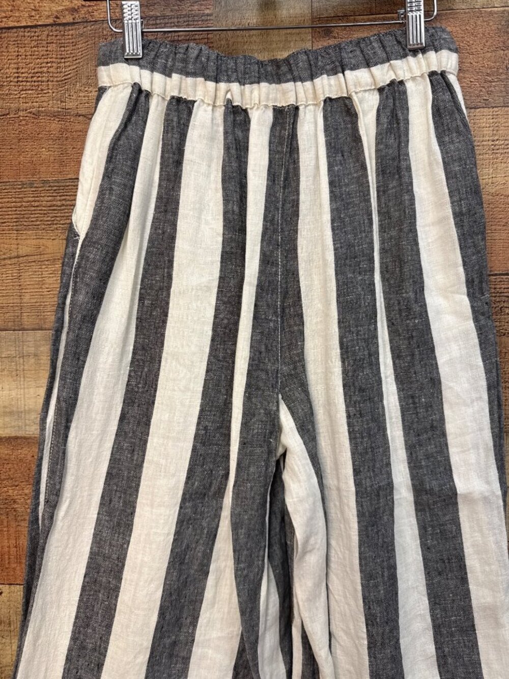 Christian Siriano New York Striped Linen Wide-Leg Pants S - Picture 3 of 6